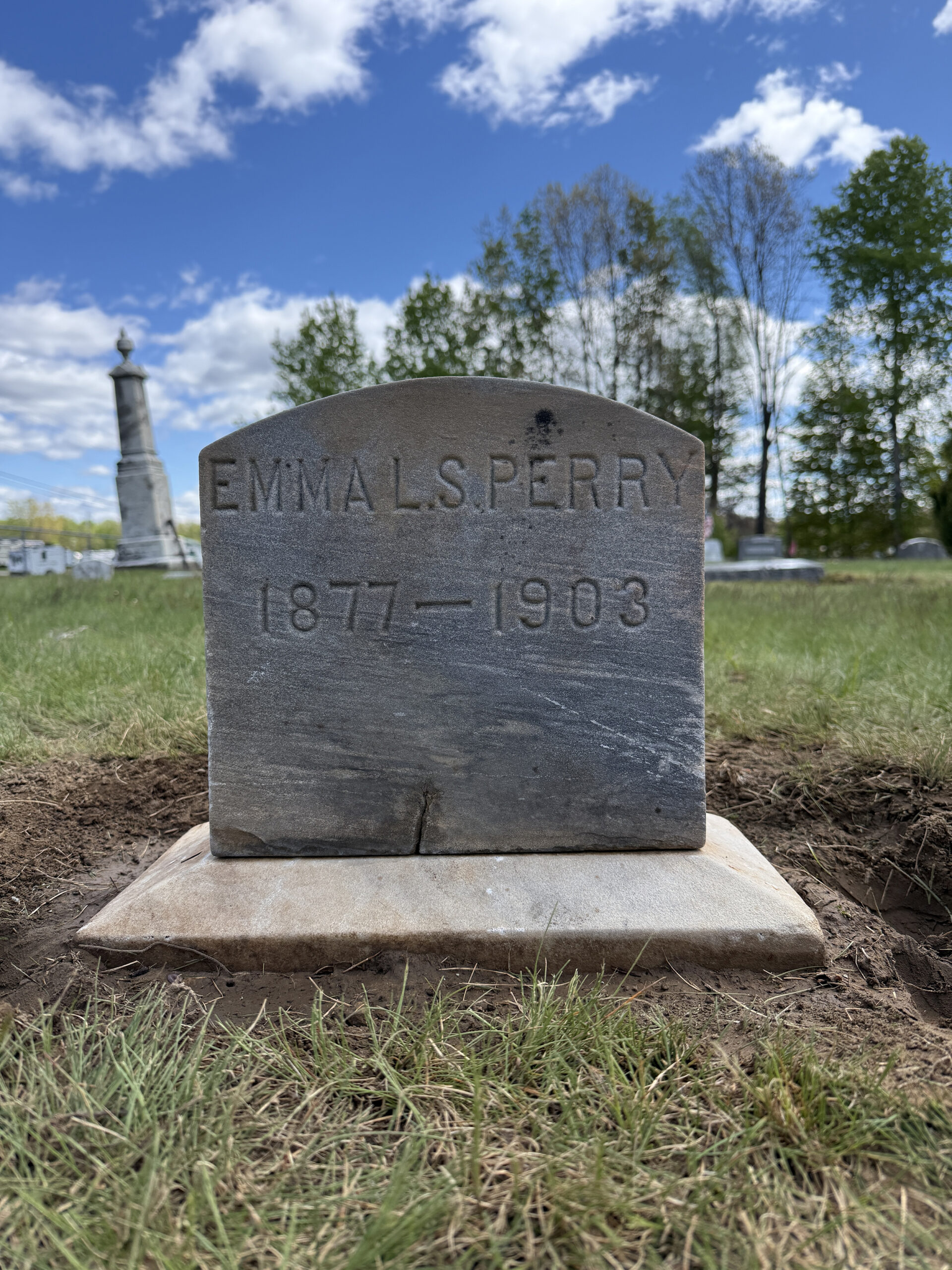 Finished gravestone leveling and reset project at Gurn Spring Cemetery in Wilton NY