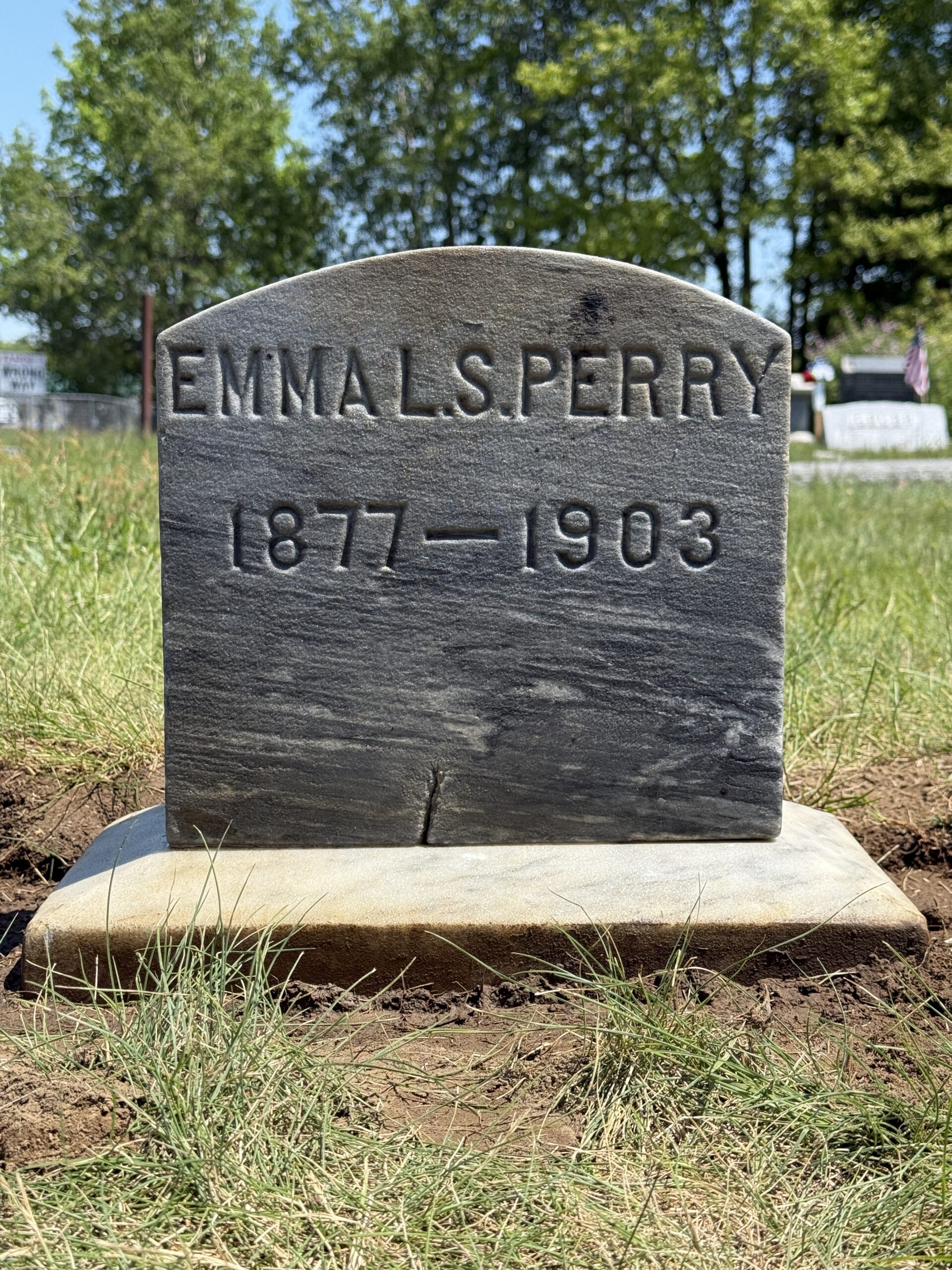 After gravestone repair leveling and reset work completed