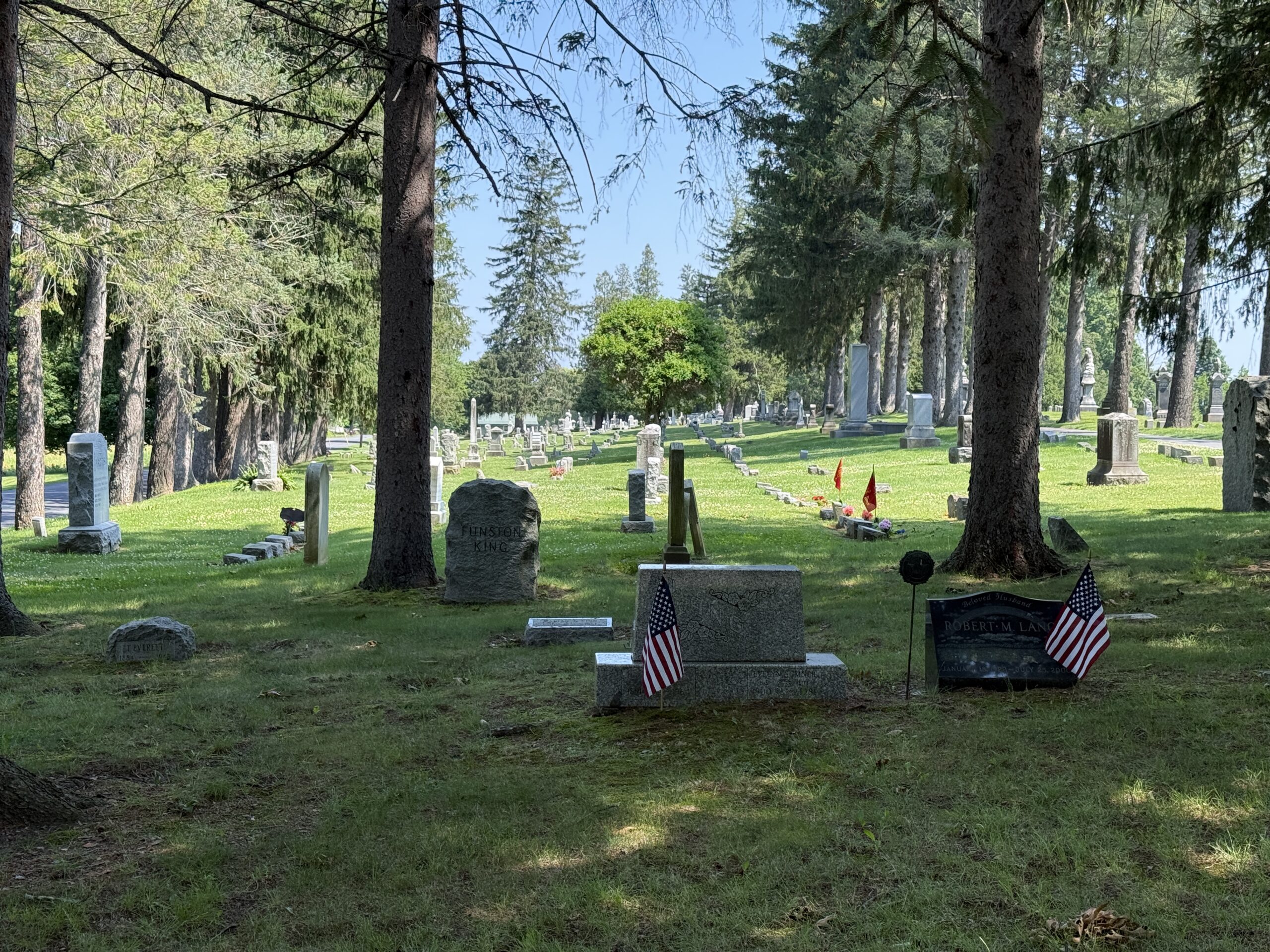 Landscape view across Prospect Hill Cemetery in Schuylerville New York