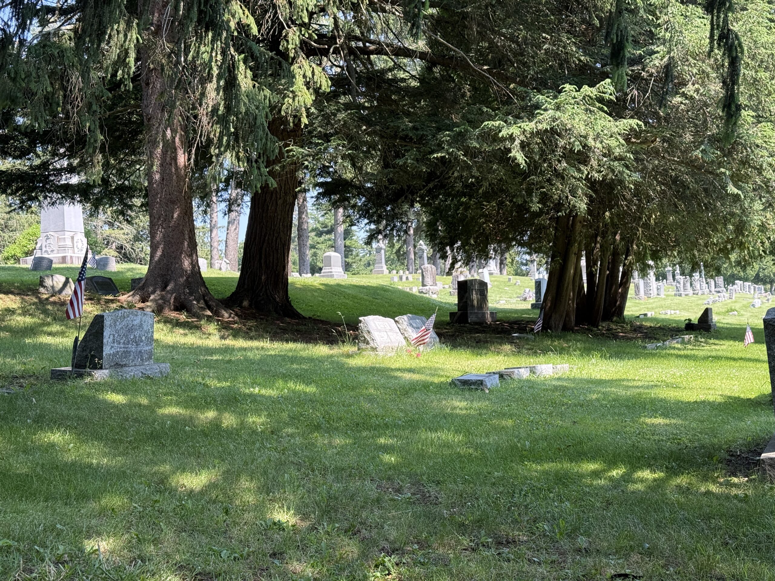 Scenic landscape view inside Prospect Hill Cemetery in Schuylerville NY