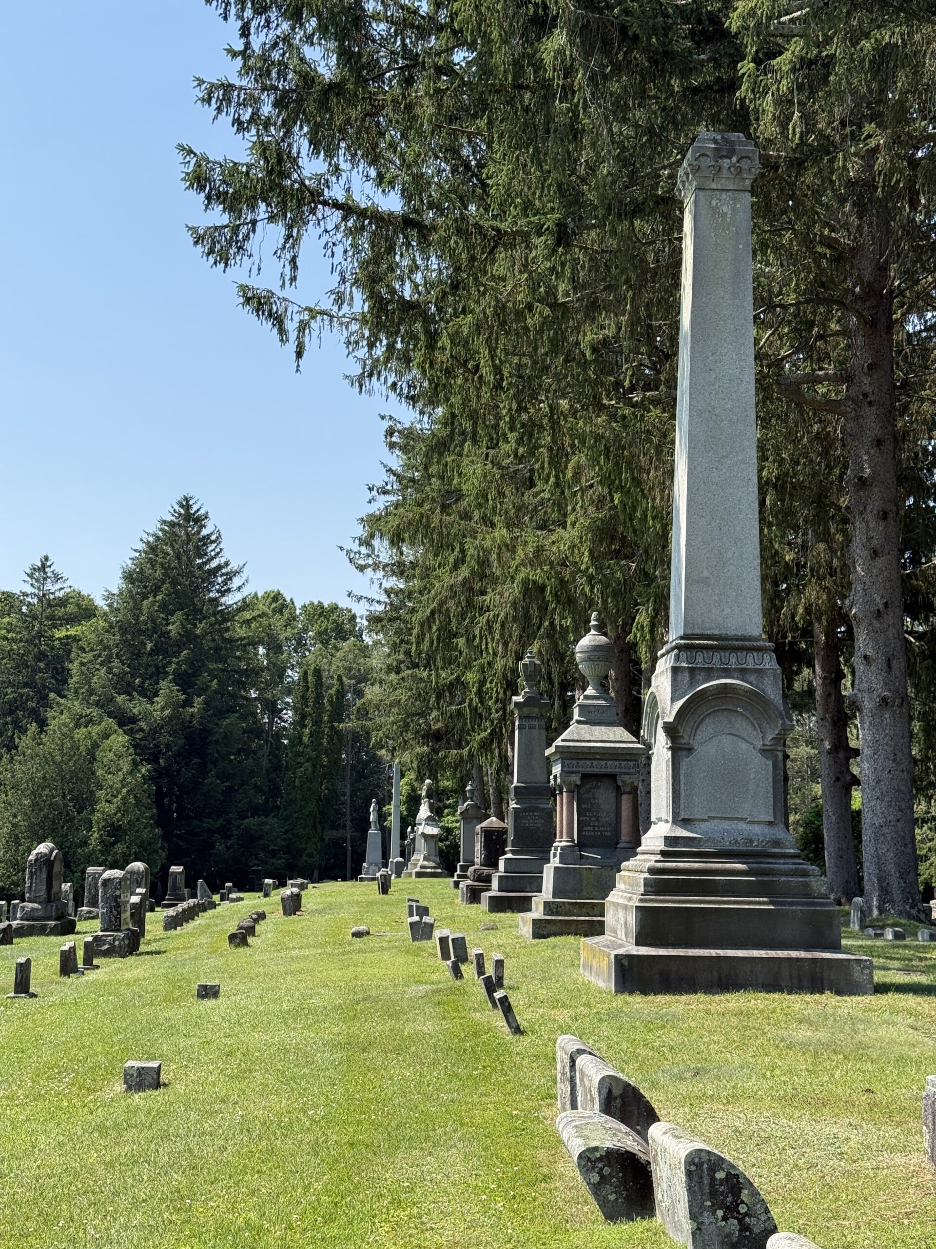 Historic monument row at Prospect Hill Cemetery in Schuylerville NY