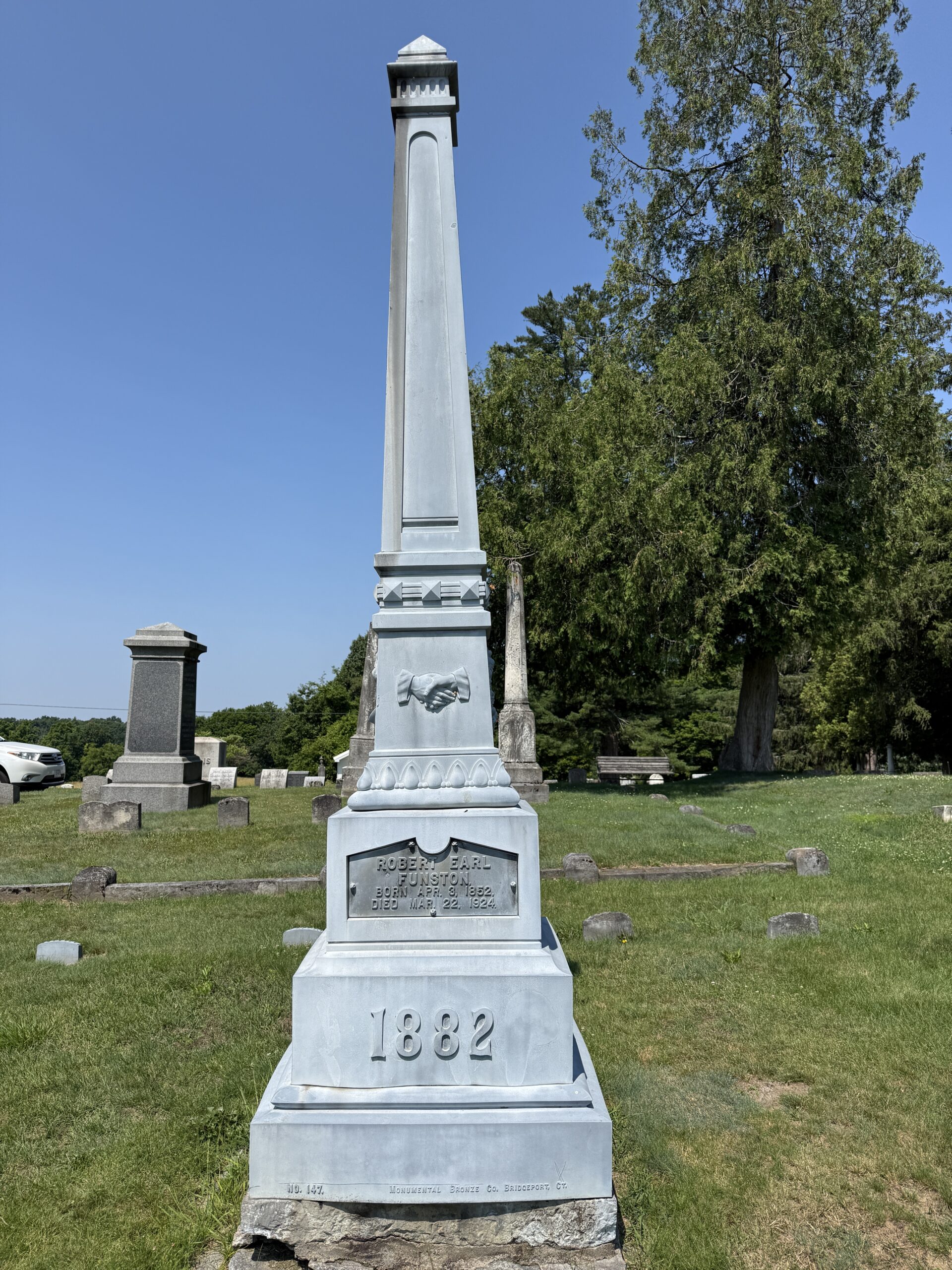 Historic White Bronze zinc monument at Prospect Hill Cemetery in Schuylerville NY