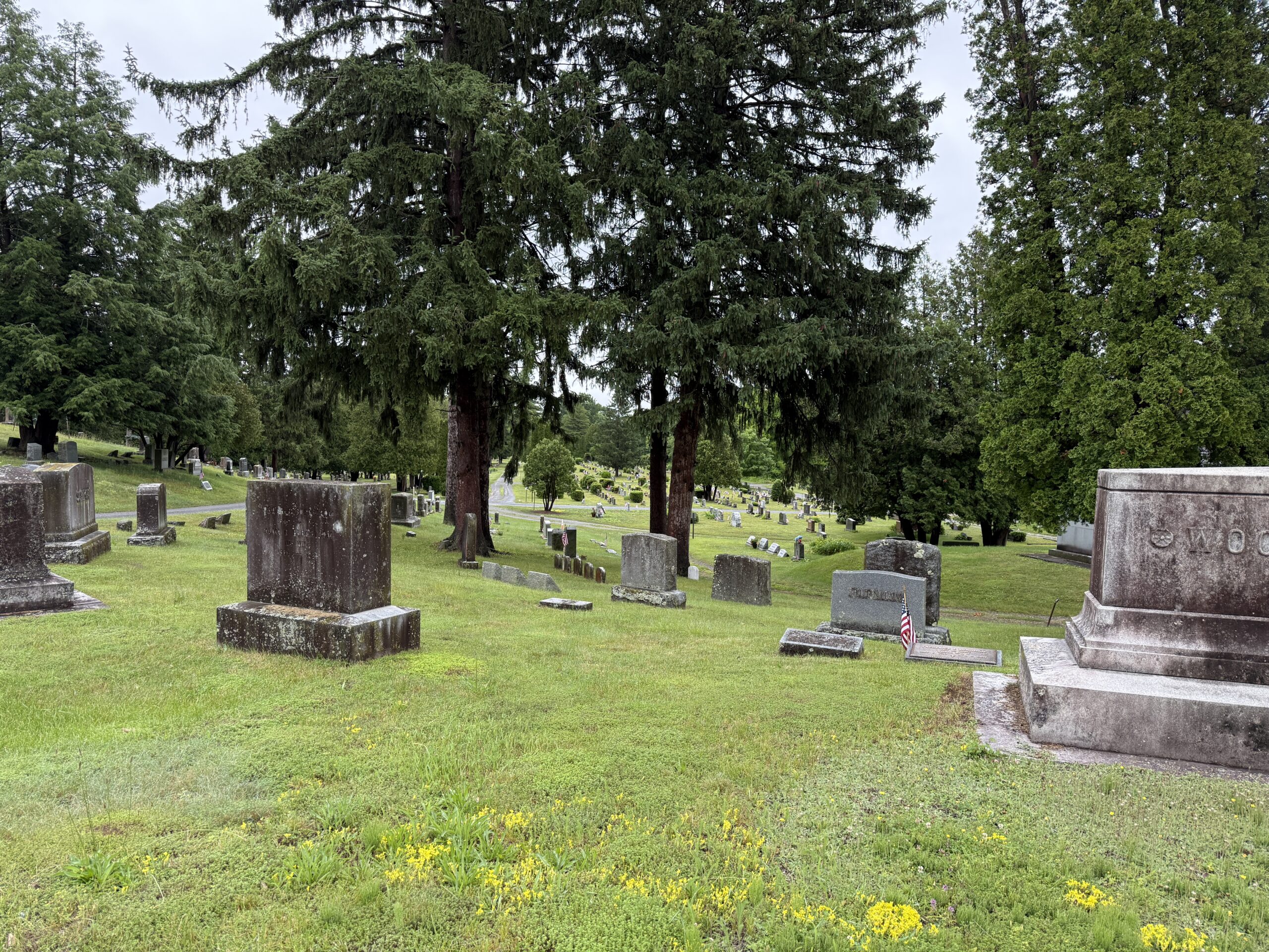Family plot landscape at Greenridge Cemetery in Saratoga Springs New York
