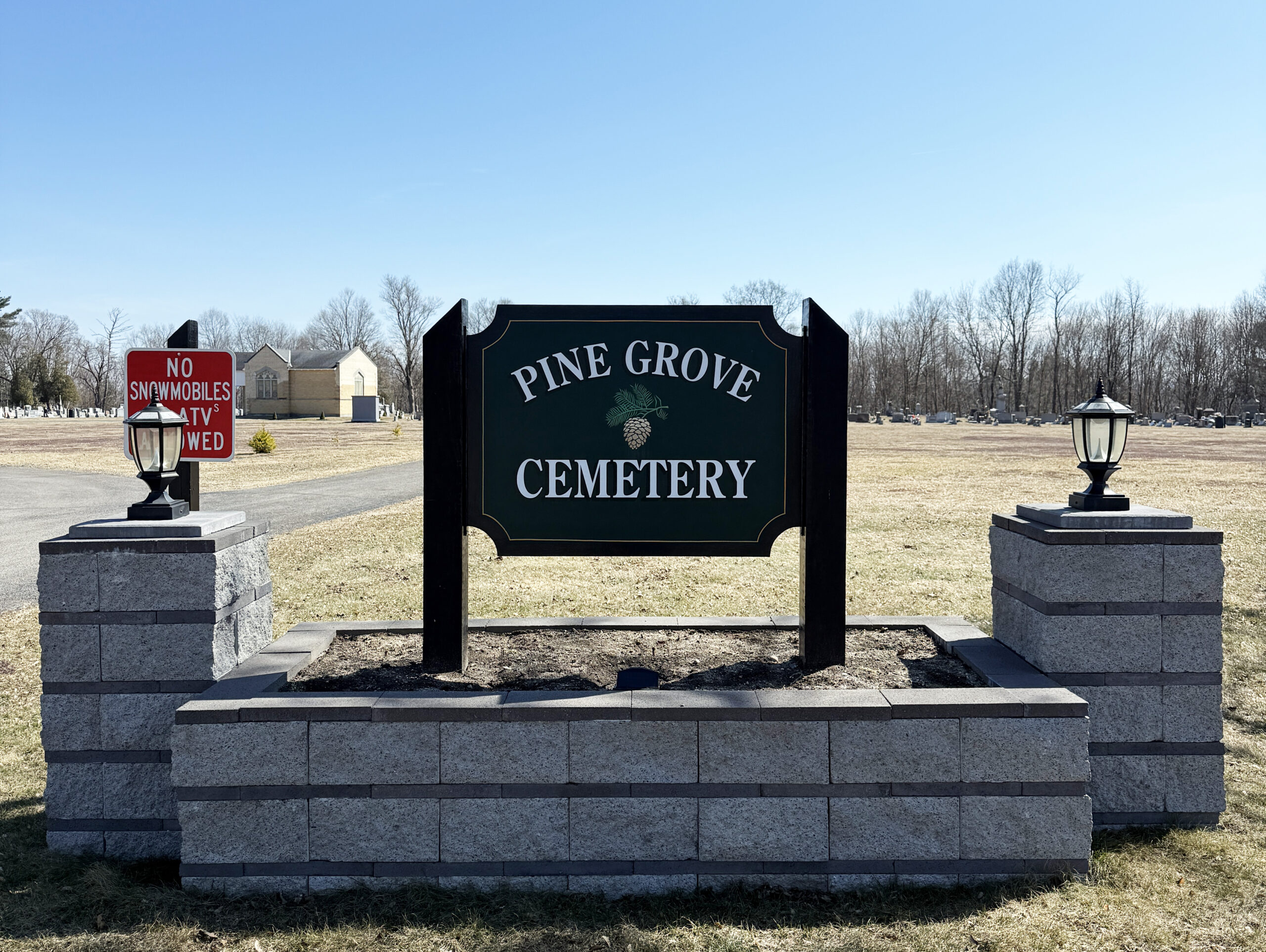 Pine Grove Cemetery entrance sign in Tribes Hill New York