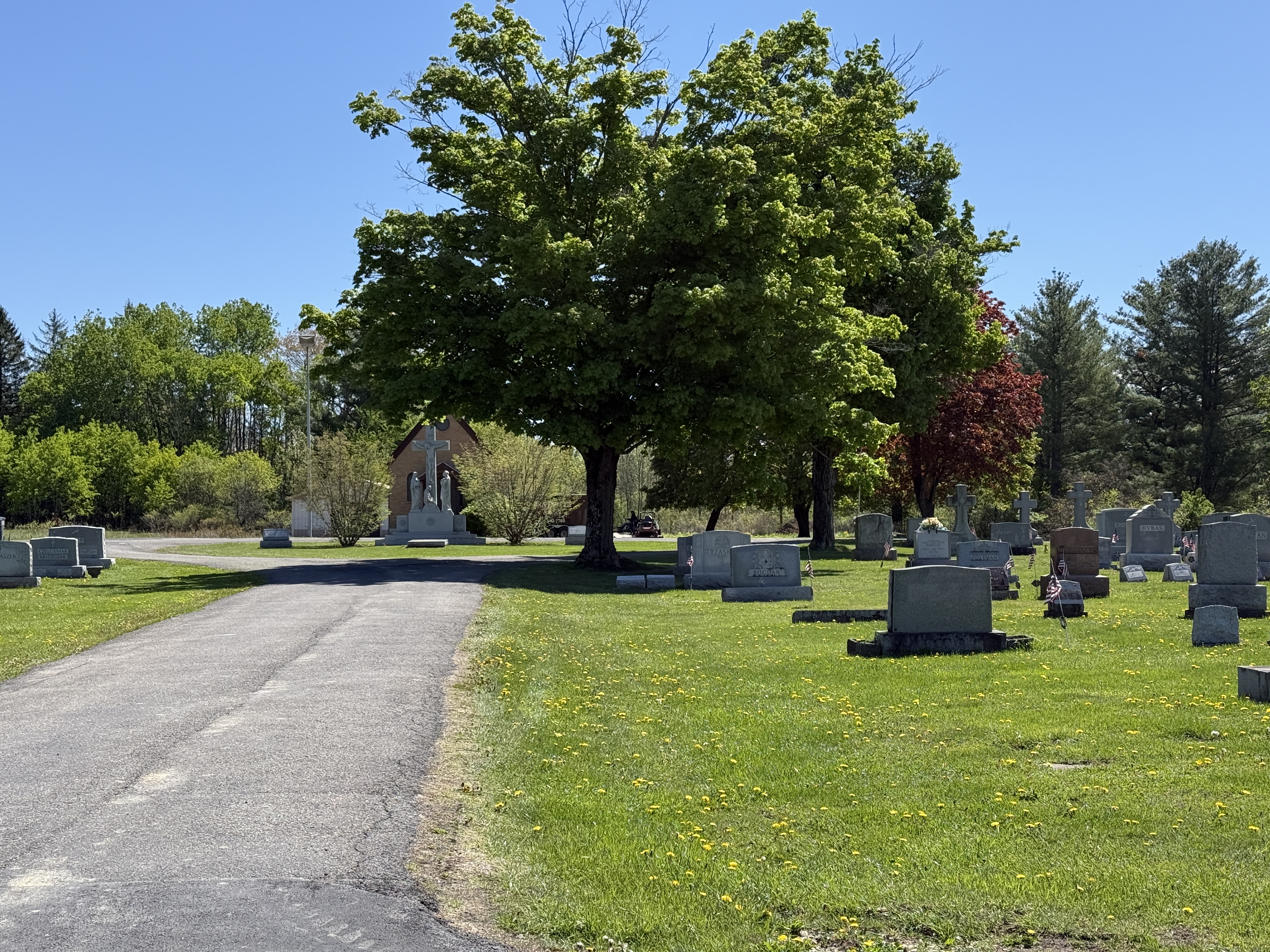 Chapel roadway view at St. John’s Cemetery in Amsterdam New York