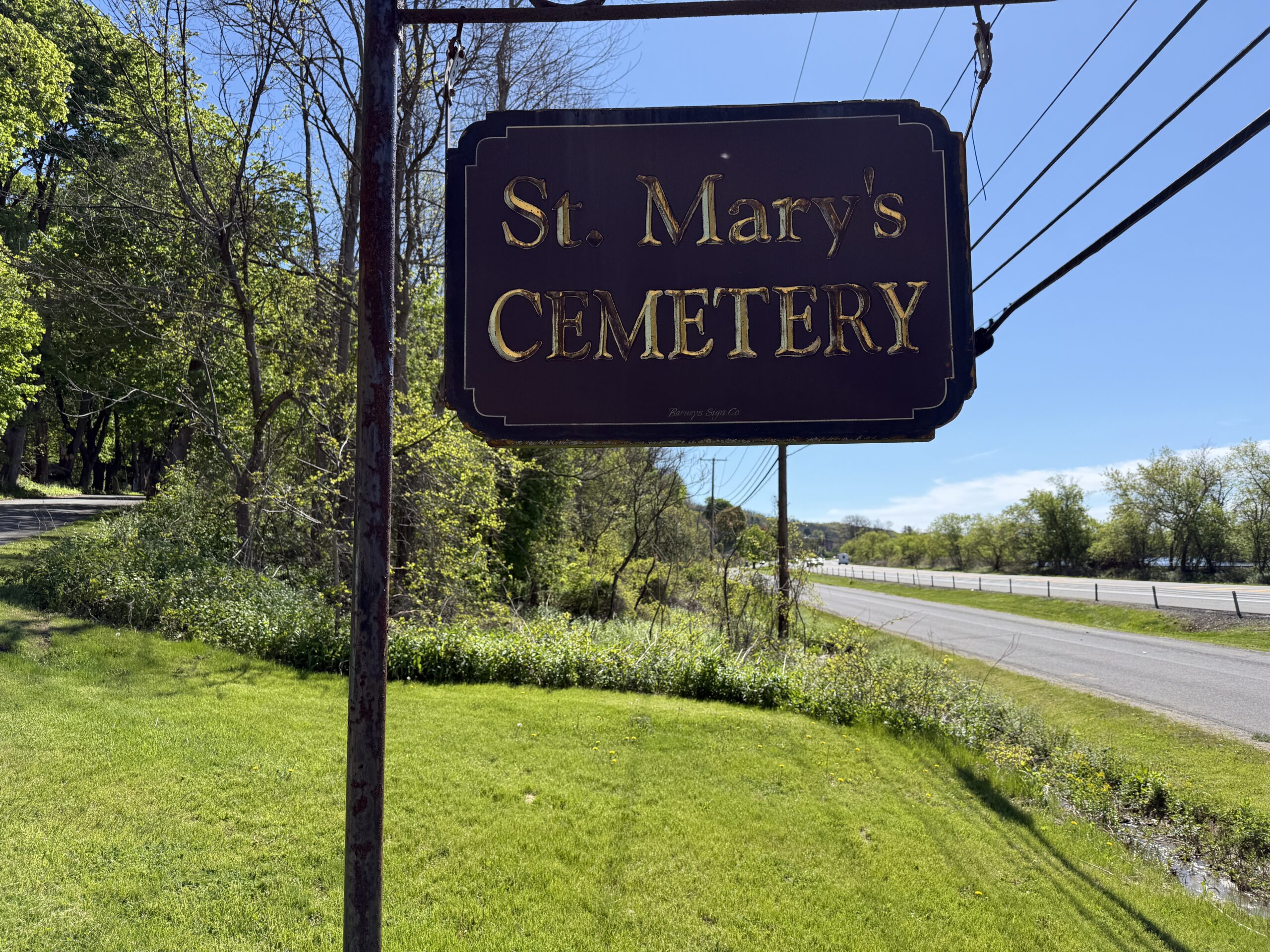 St. Mary’s Cemetery entrance sign in Fort Johnson New York