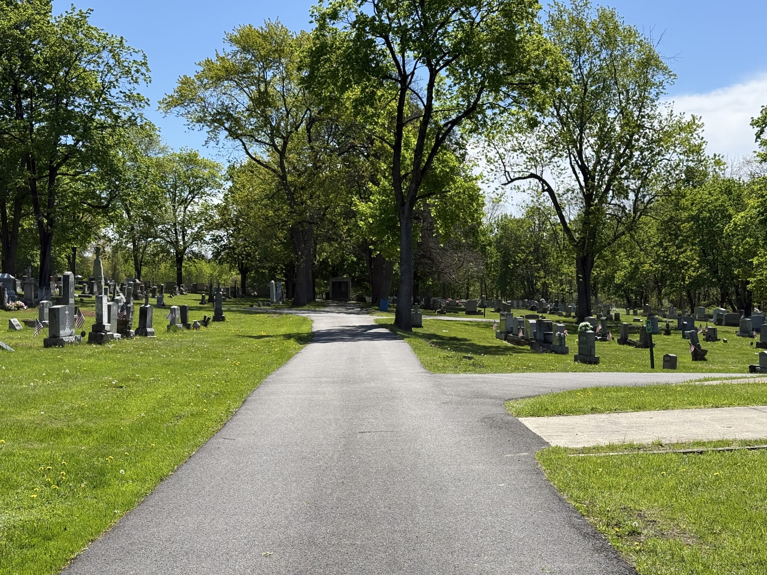 Interior cemetery road at St. Michael Cemetery in Amsterdam New York