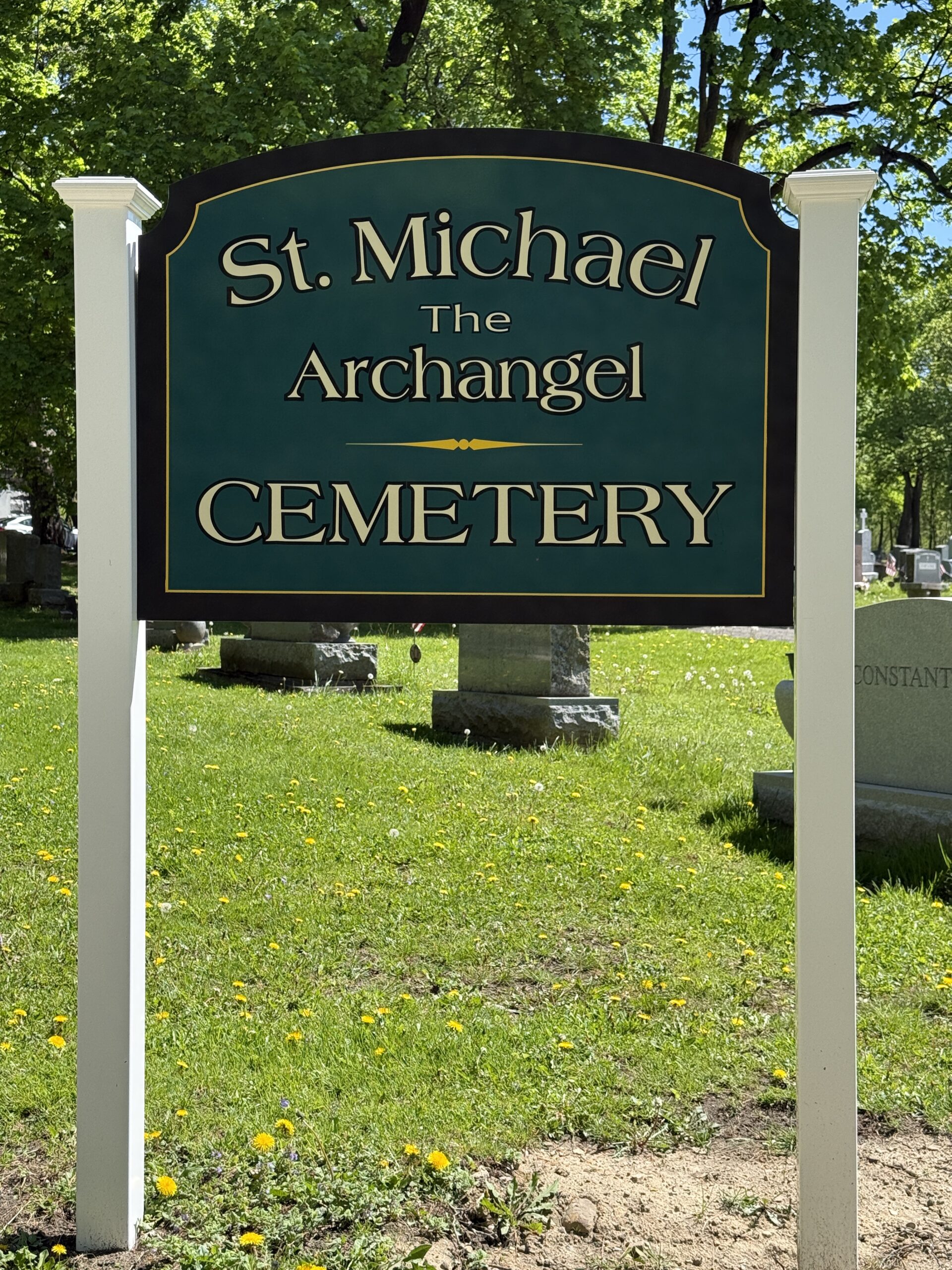 St. Michael the Archangel Cemetery entrance sign in Amsterdam New York