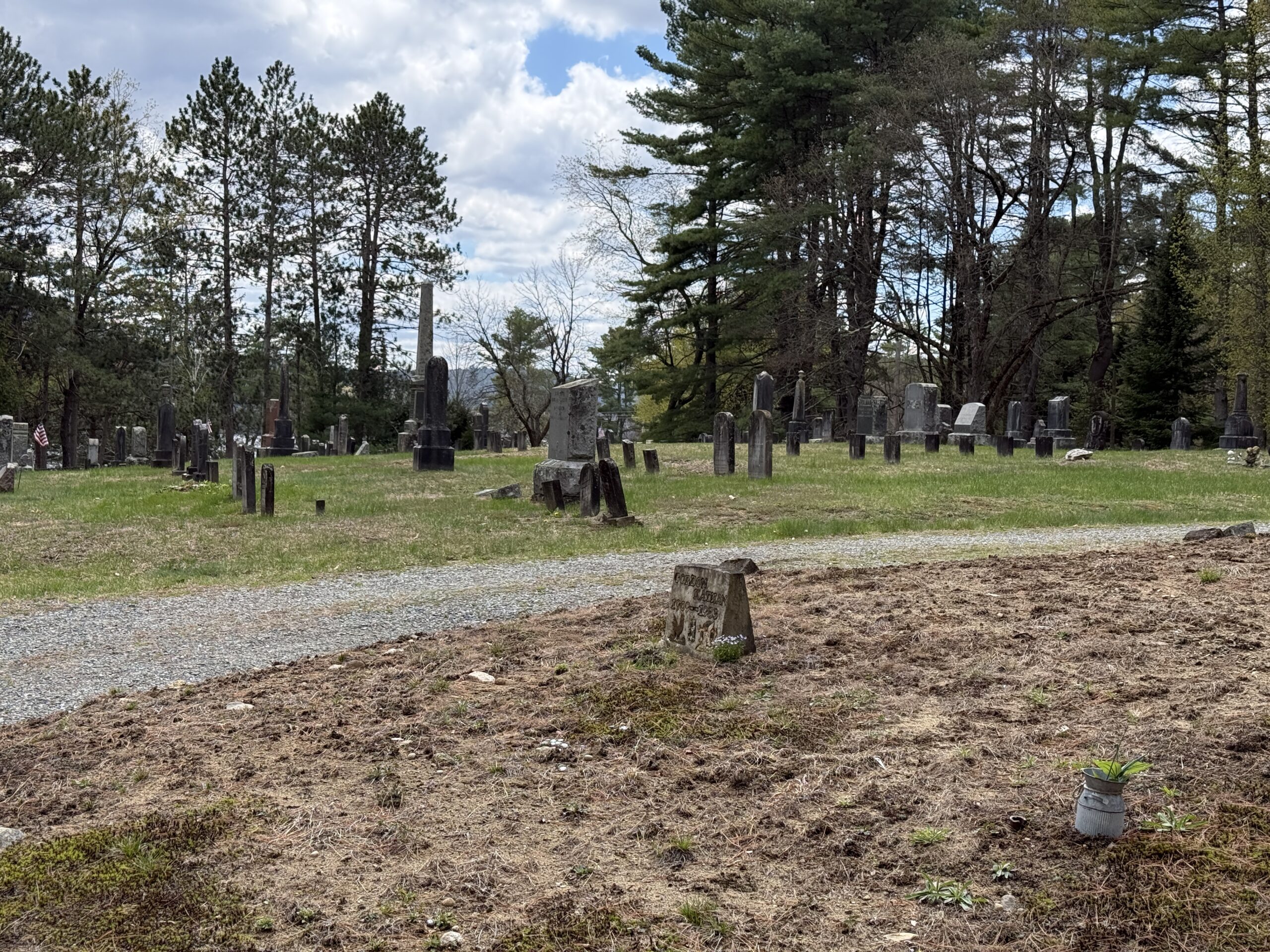 Historic gravestones across the landscape of Conklingville Cemetery in the Town of Day, New York