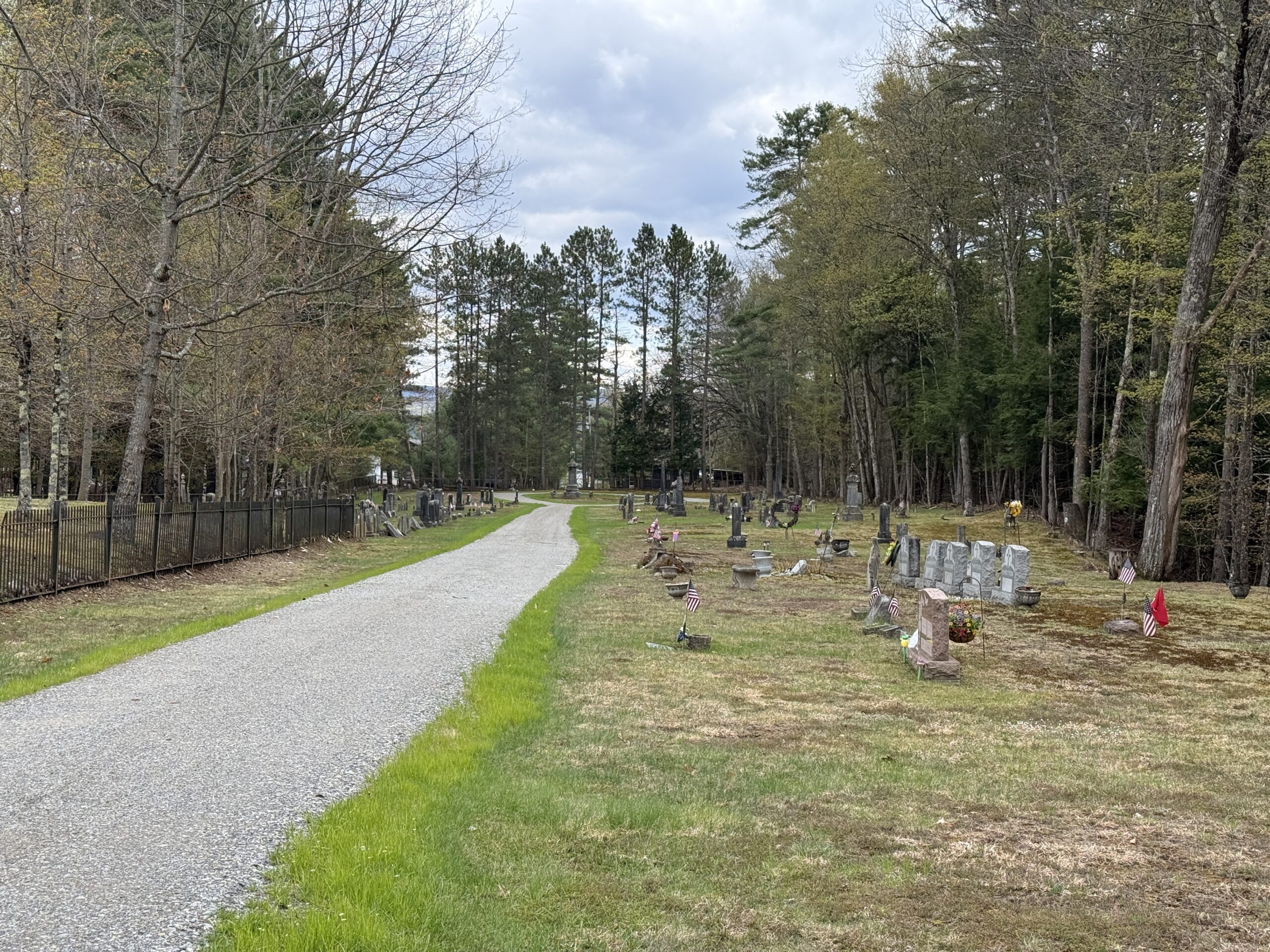 Historic gravestones across the landscape of Day Center Cemetery in Day, New York