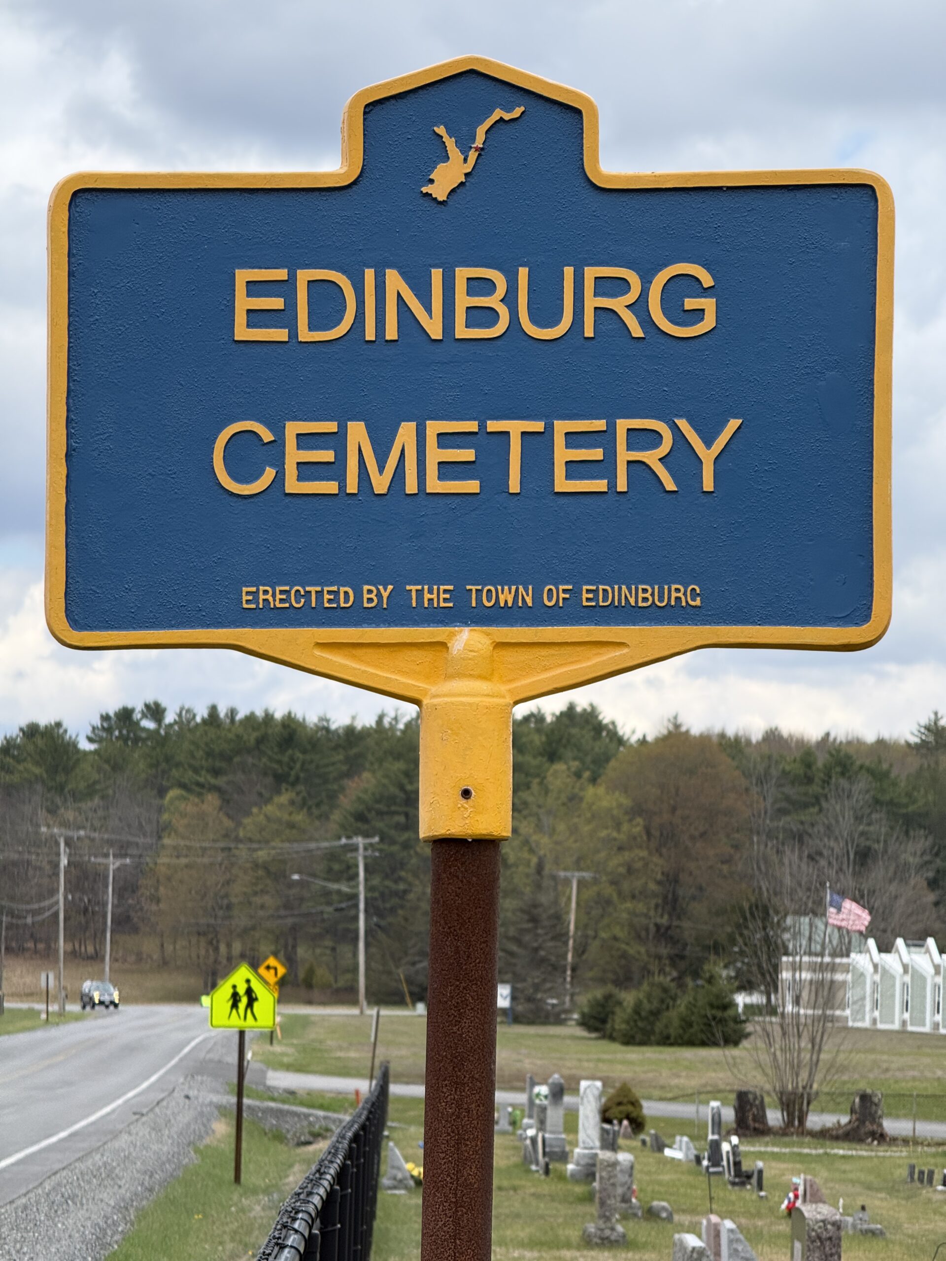 Historic Edinburg Cemetery sign in Edinburg New York