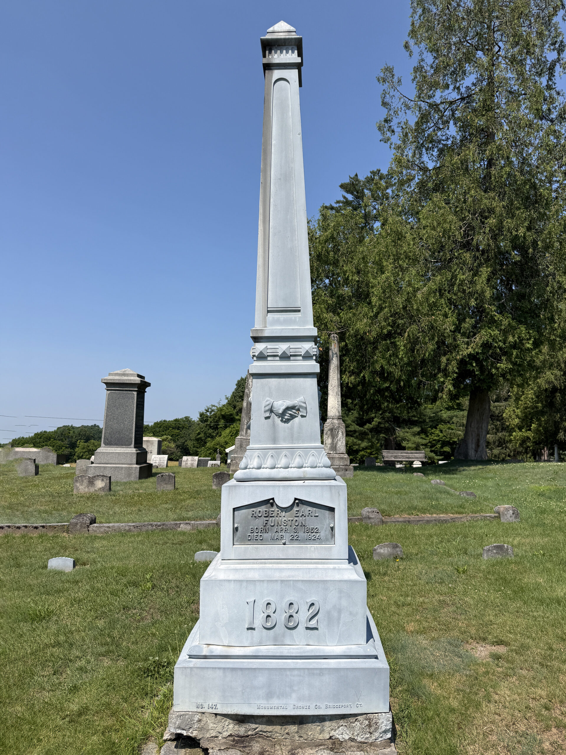 Funston family White Bronze Zinker monument at Prospect Hill Cemetery in Schuylerville New York