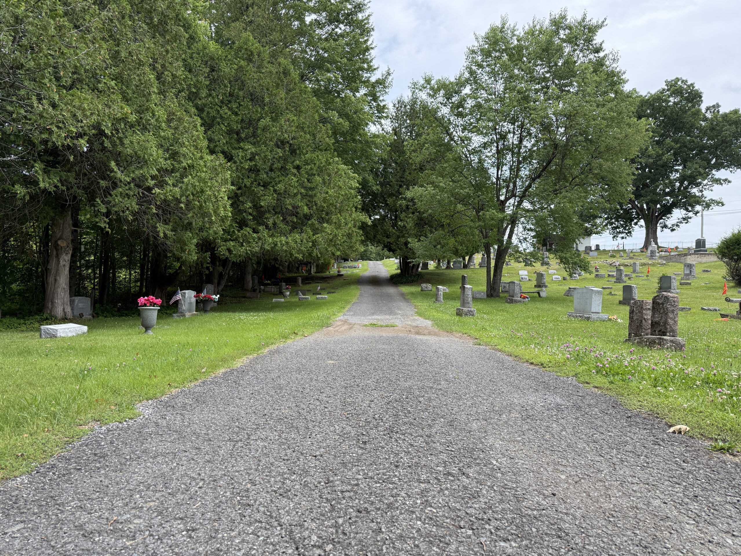 Greenfield Cemetery roadway and hillside view in Greenfield New York
