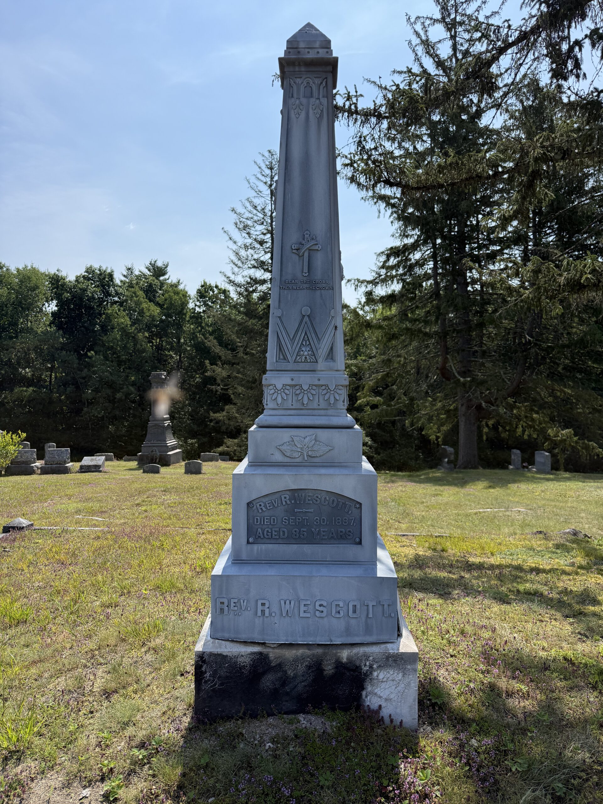 White bronze family monument at Stillwater Union Cemetery in Stillwater New York