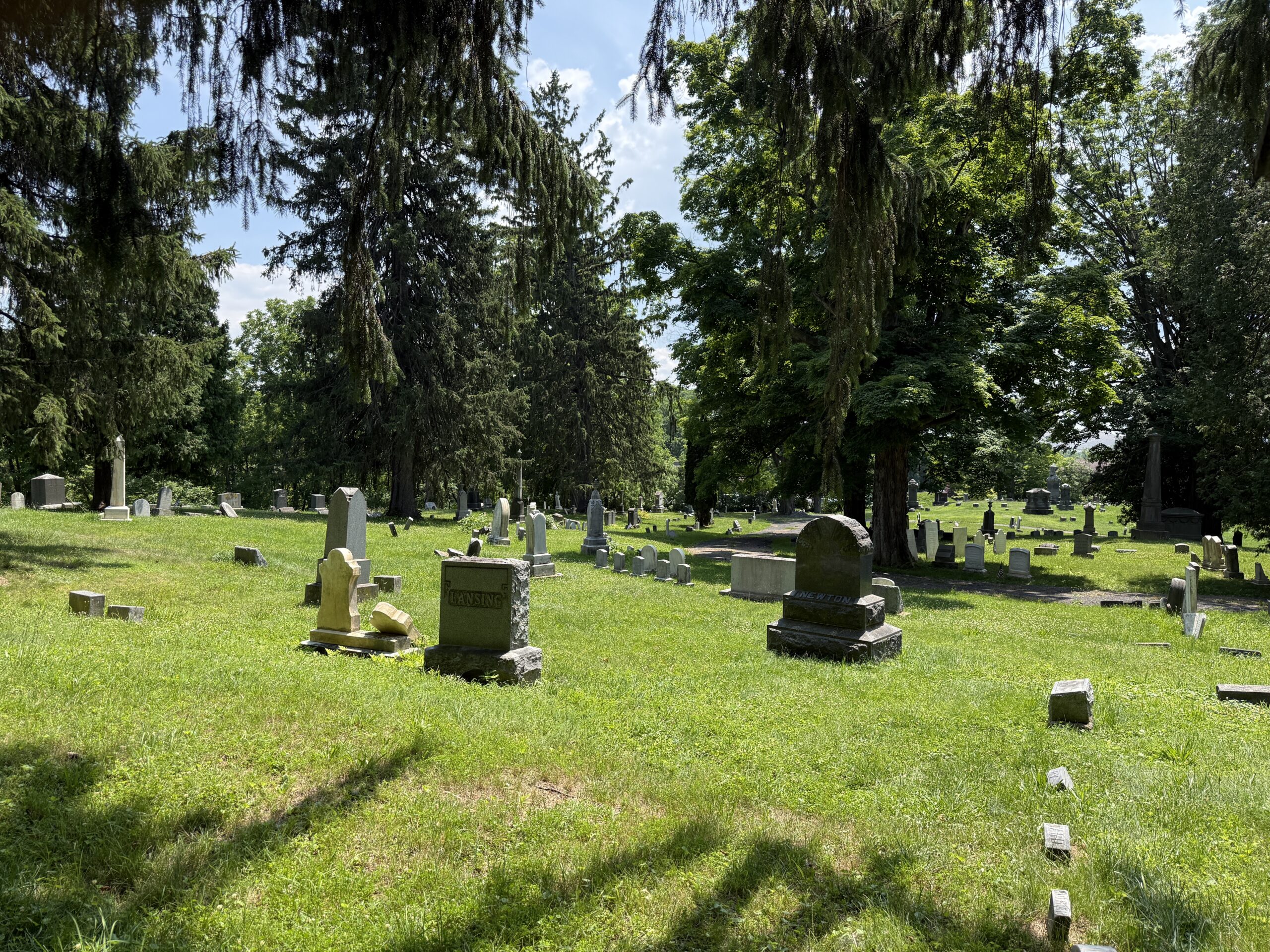 Historic headstones and cemetery landscape at Union Cemetery in Halfmoon New York