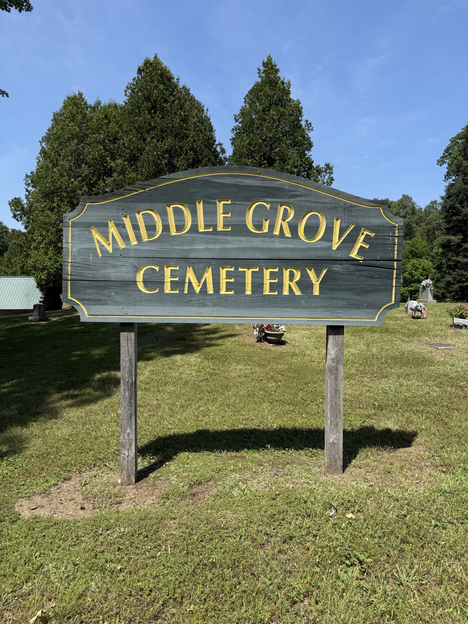 Middle Grove Cemetery sign in Middle Grove New York