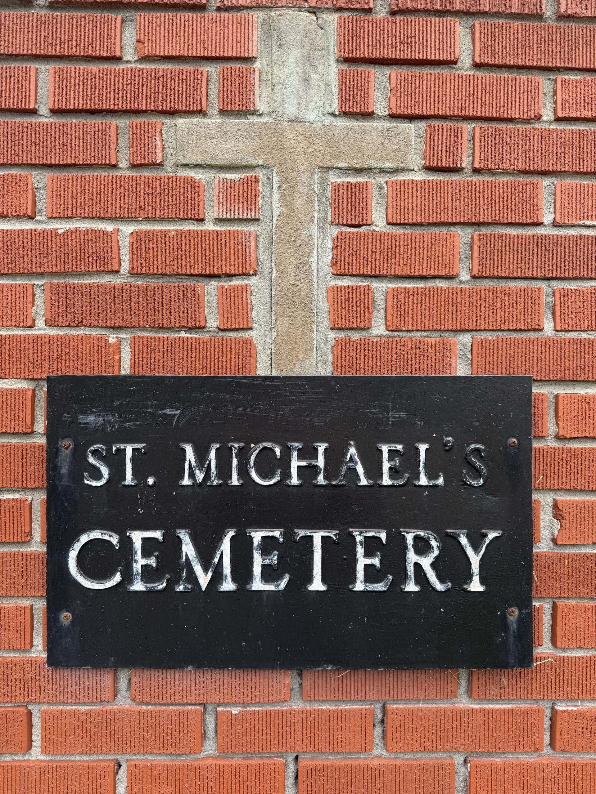 St. Michael’s Cemetery entrance sign in Waterford New York