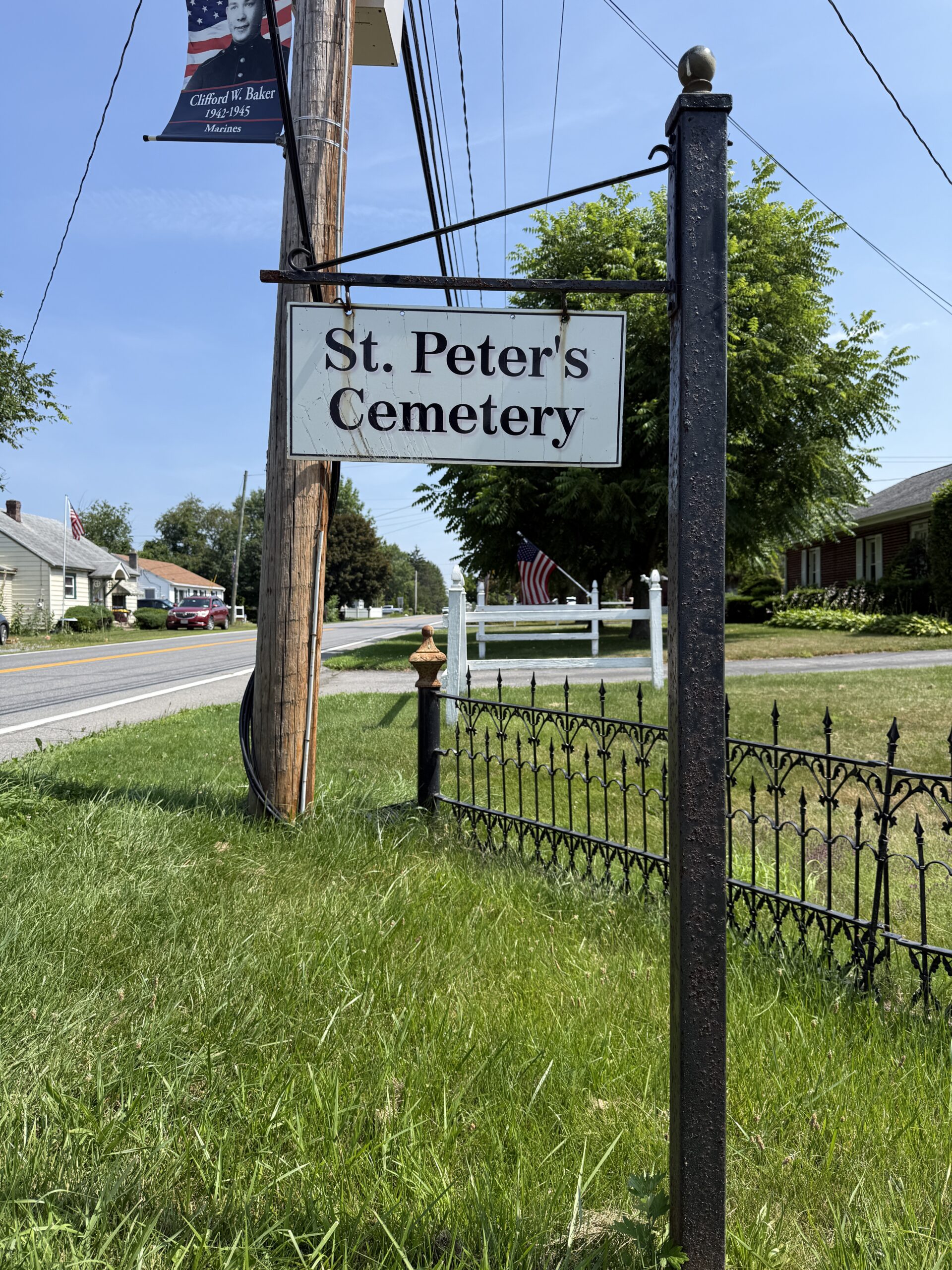 St. Peter's Cemetery entrance sign in Stillwater New York