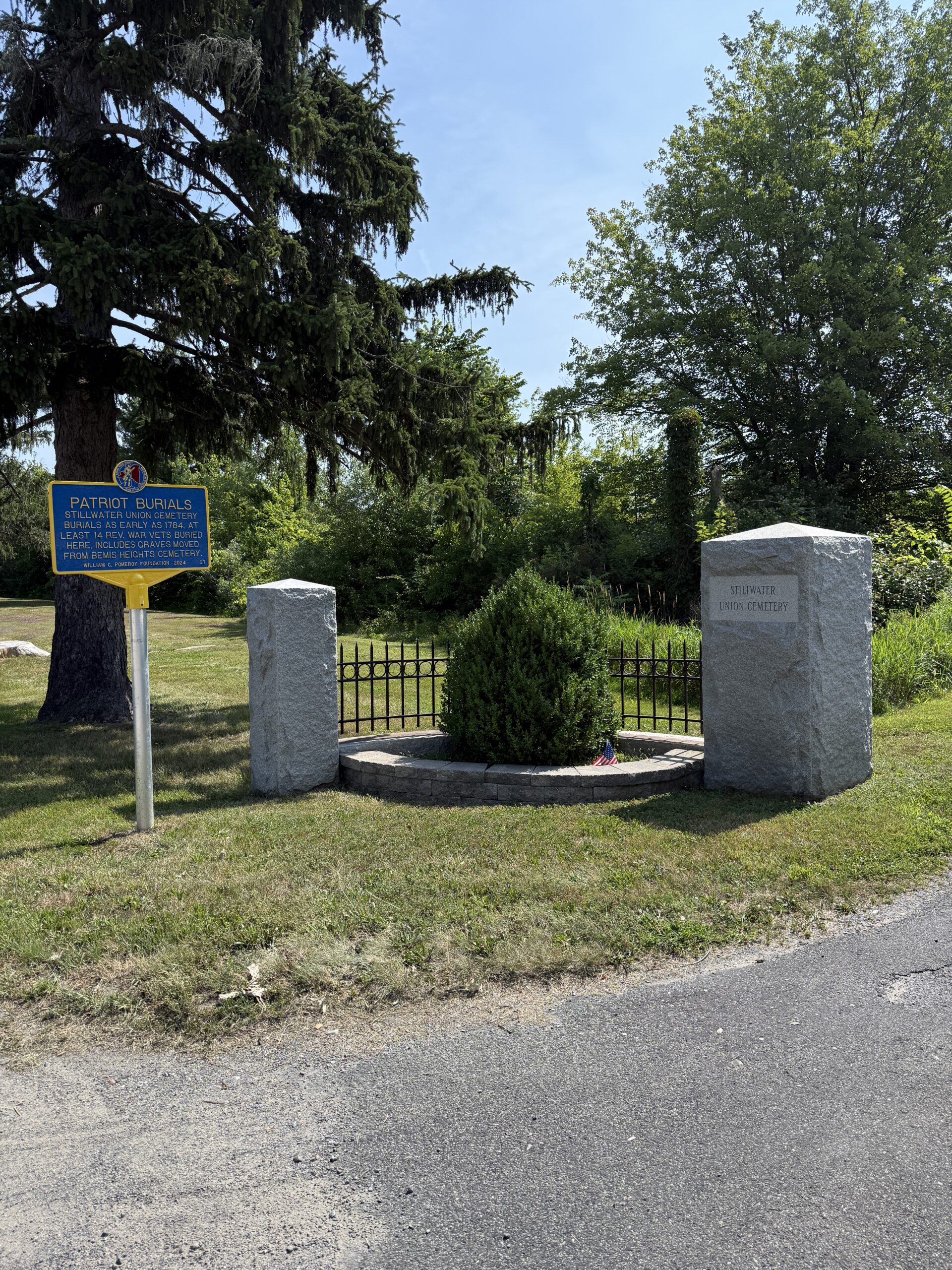Stillwater Union Cemetery entrance sign in Stillwater New York