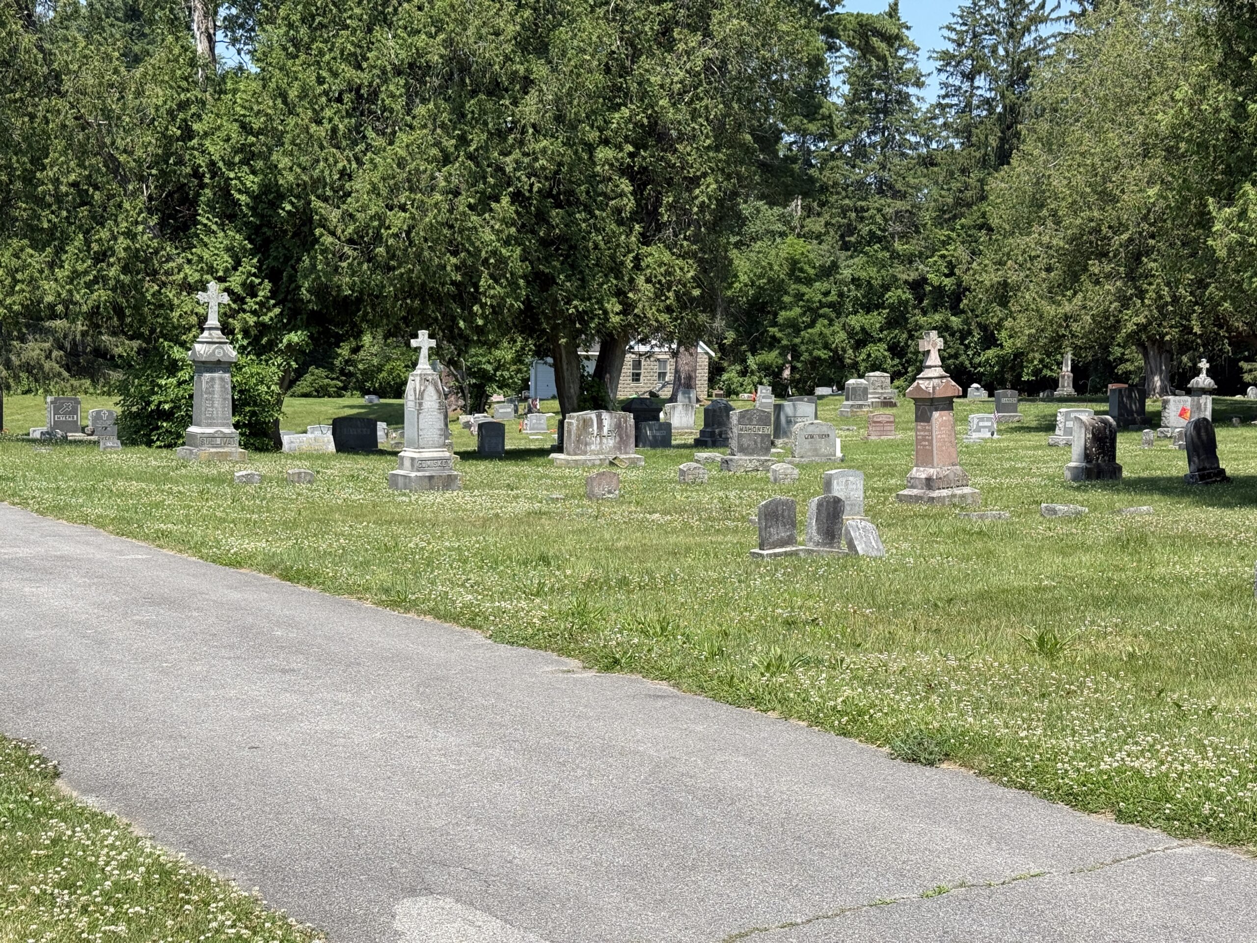 Burial sections and memorial landscape at Visitation Cemetery near Schuylerville New York