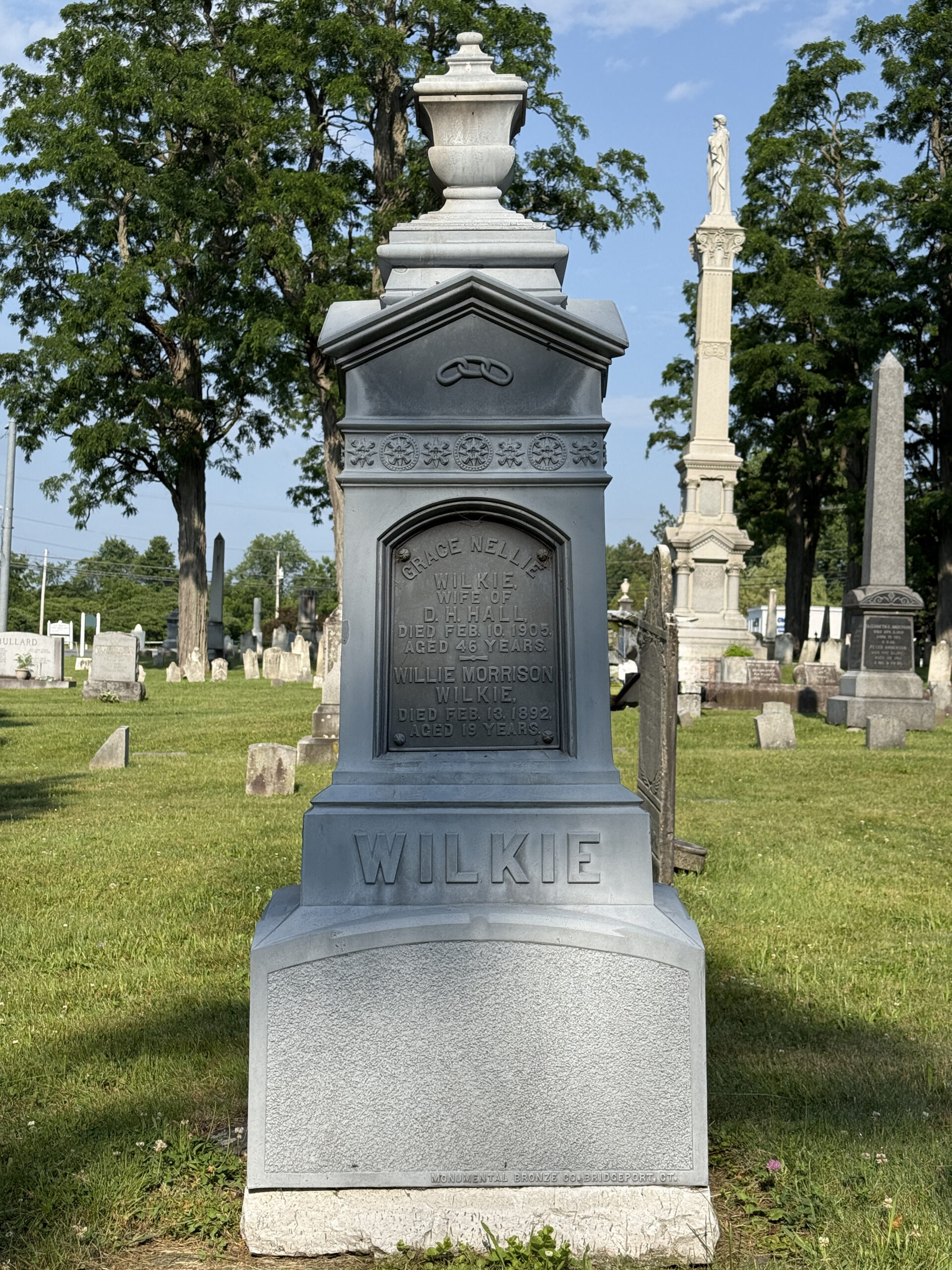 Wilkie family White Bronze Zinker monument at West Charlton Cemetery in West Charlton New York