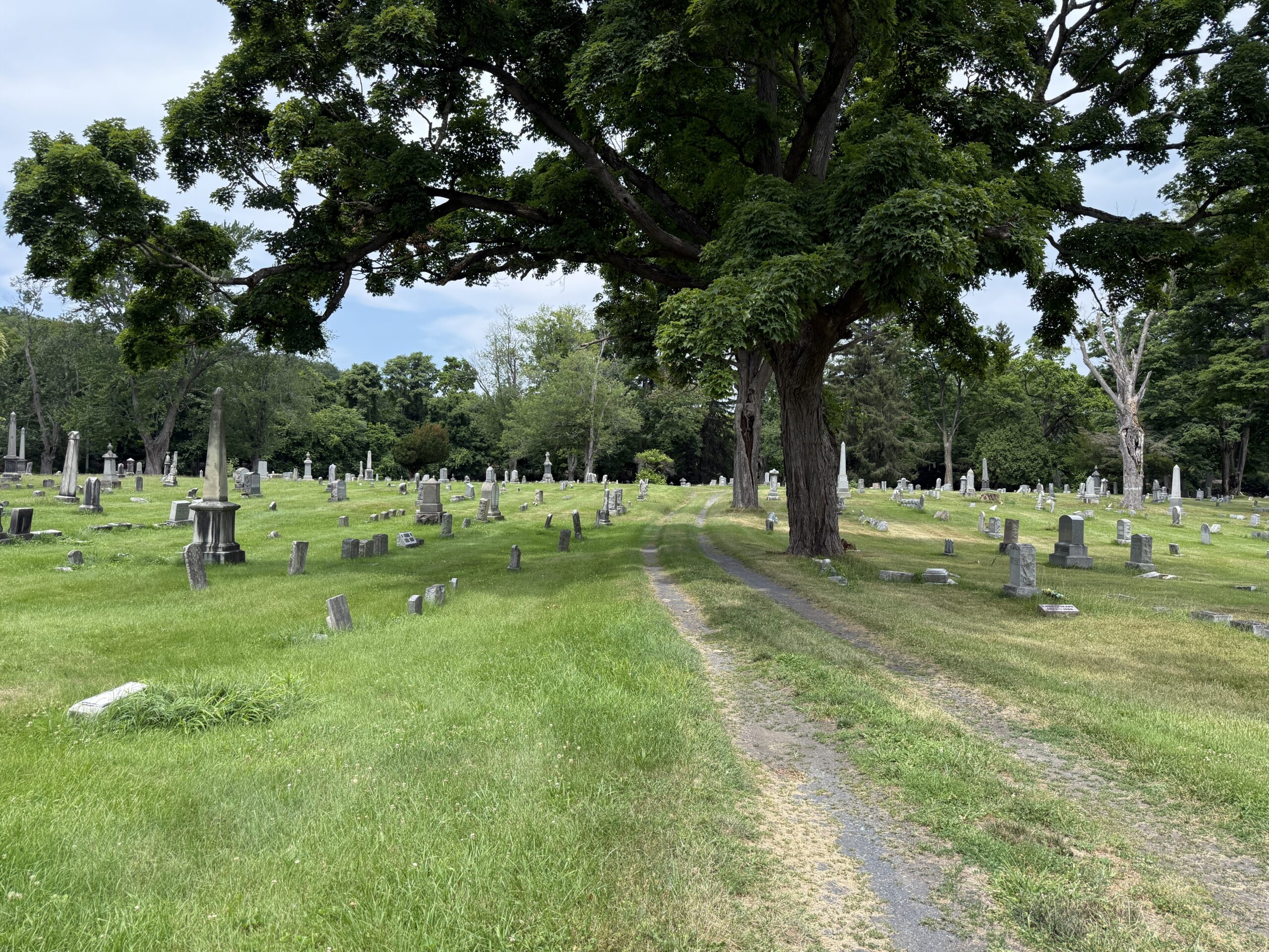 Historic memorials across the landscape of Waterford Rural Cemetery in Waterford, New York