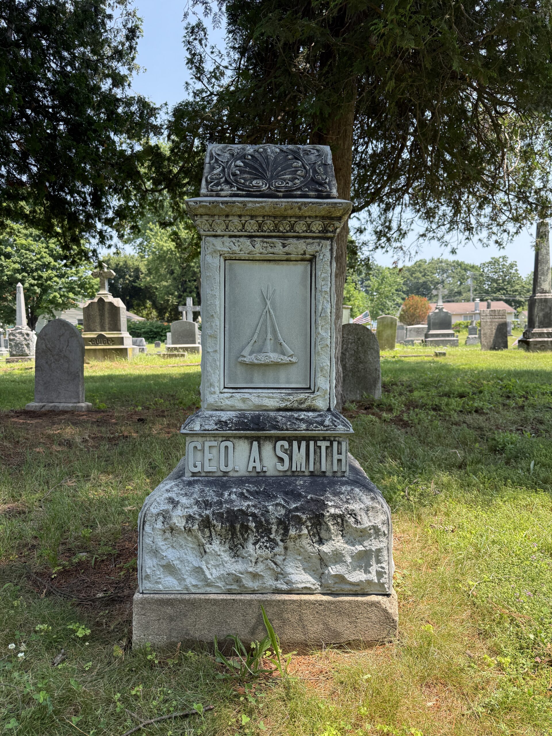 George A. Smith White Bronze zinc monument at Greenridge Cemetery in Saratoga Springs New York