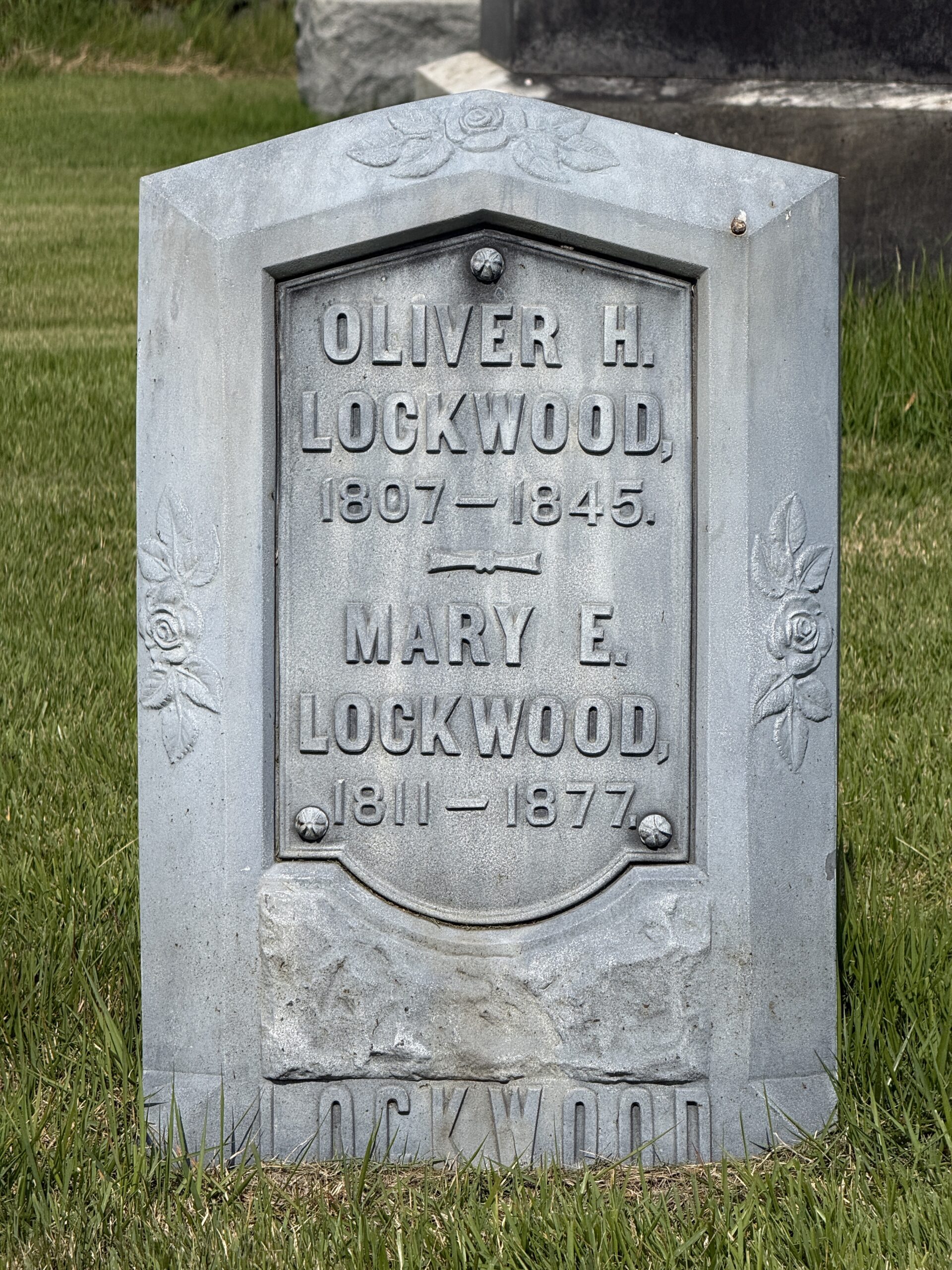 Lockwood family White Bronze zinc monument at North Milton Cemetery in North Milton New York