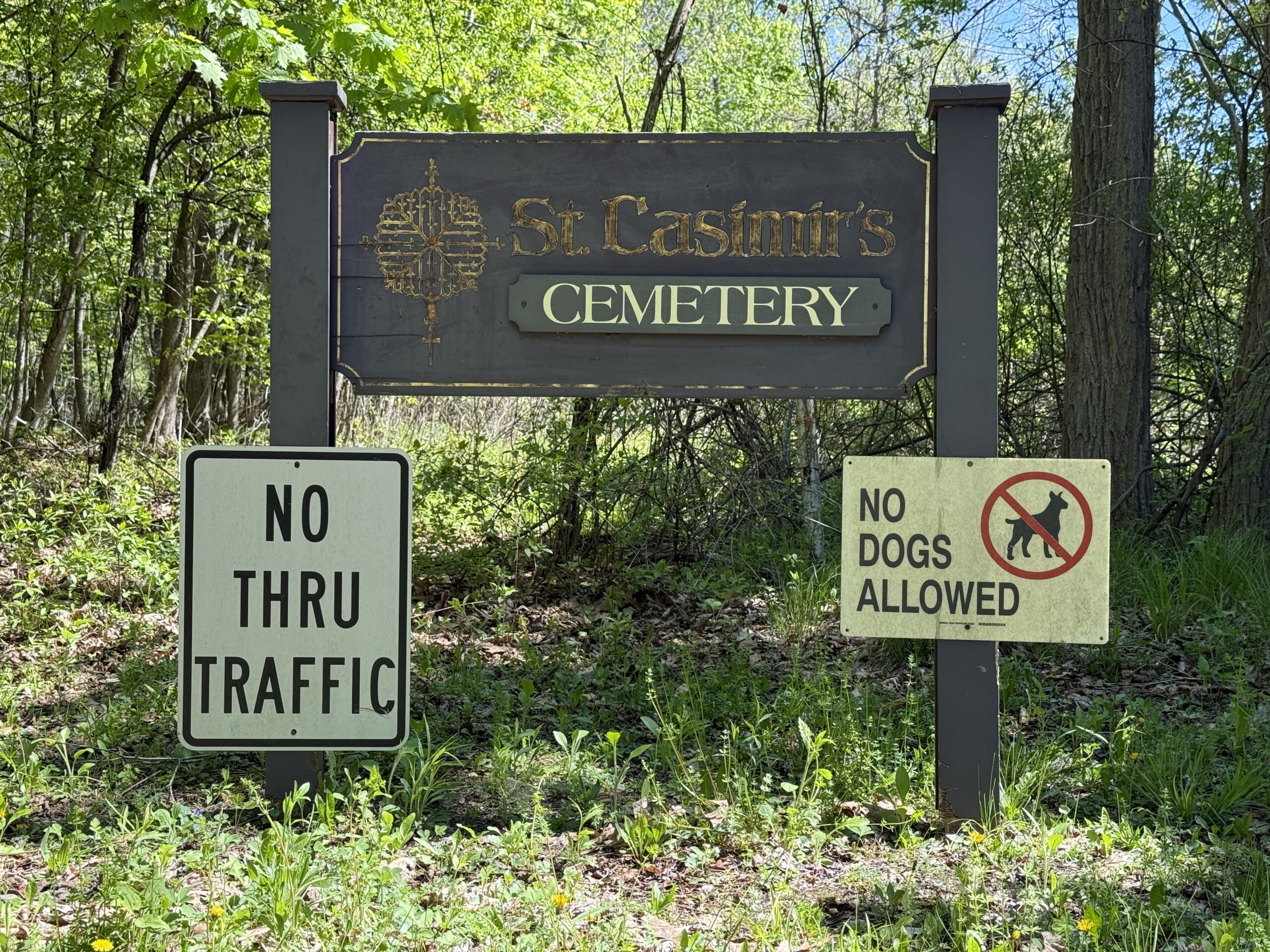 St. Casimir’s Cemetery entrance sign in Amsterdam New York