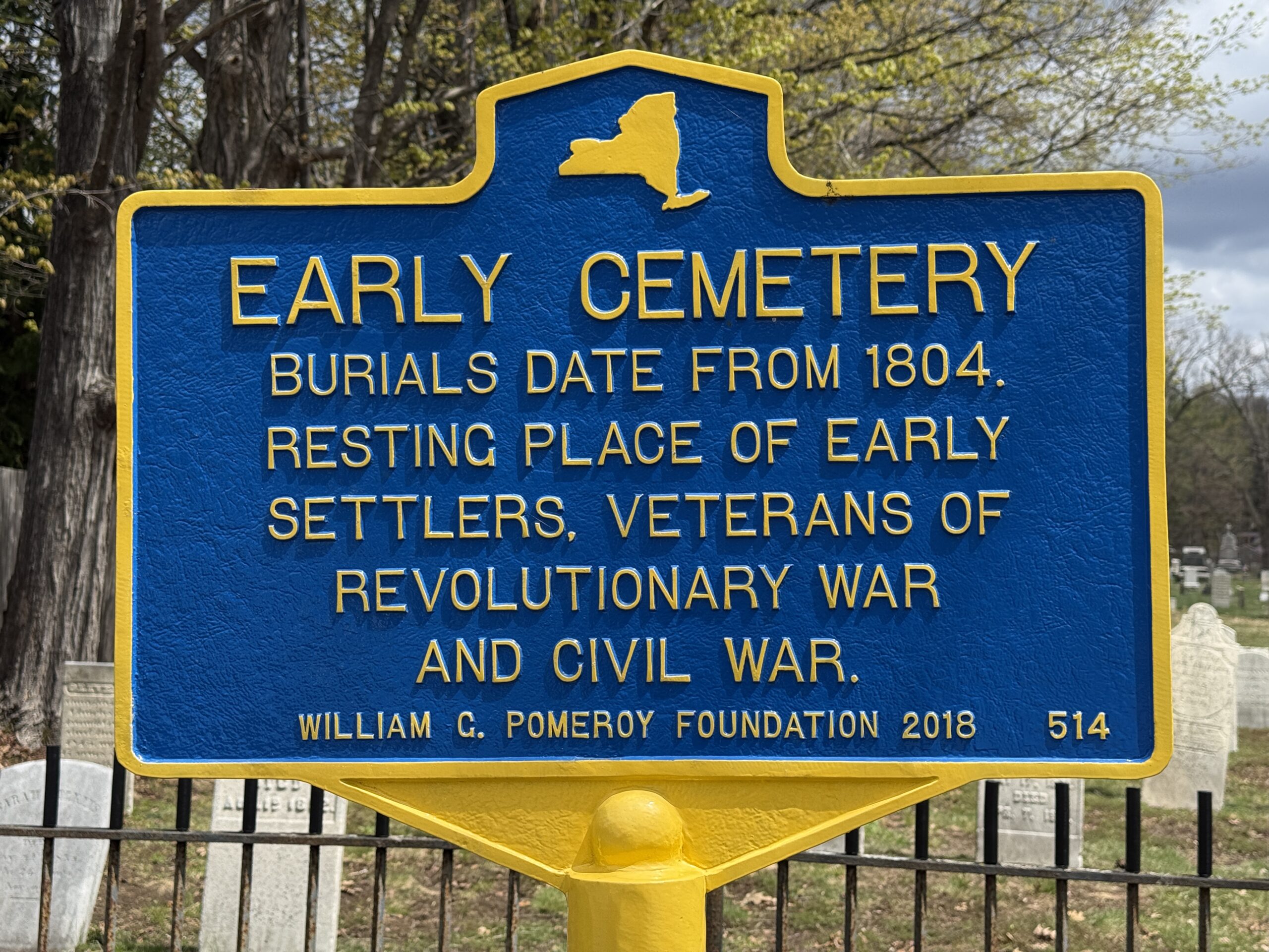 Veterans sign at Northville Main Street Cemetery in Northville New York