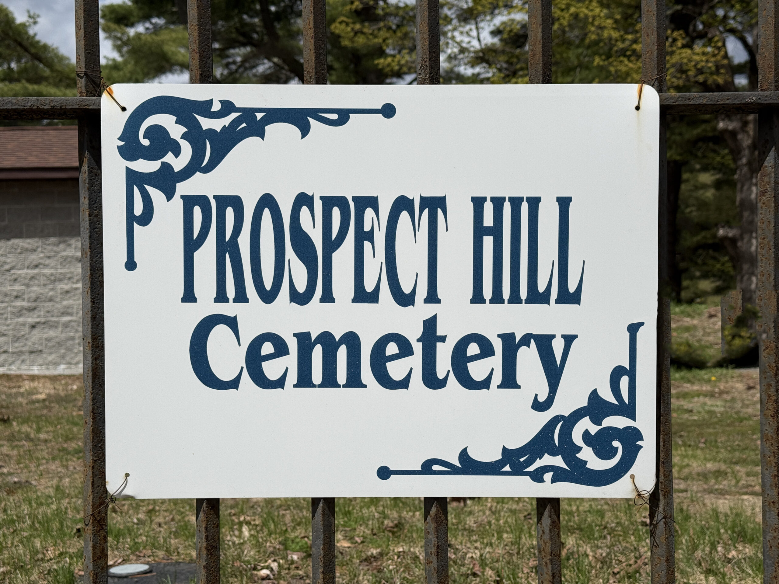 Prospect Hill Cemetery entrance sign in Northville New York