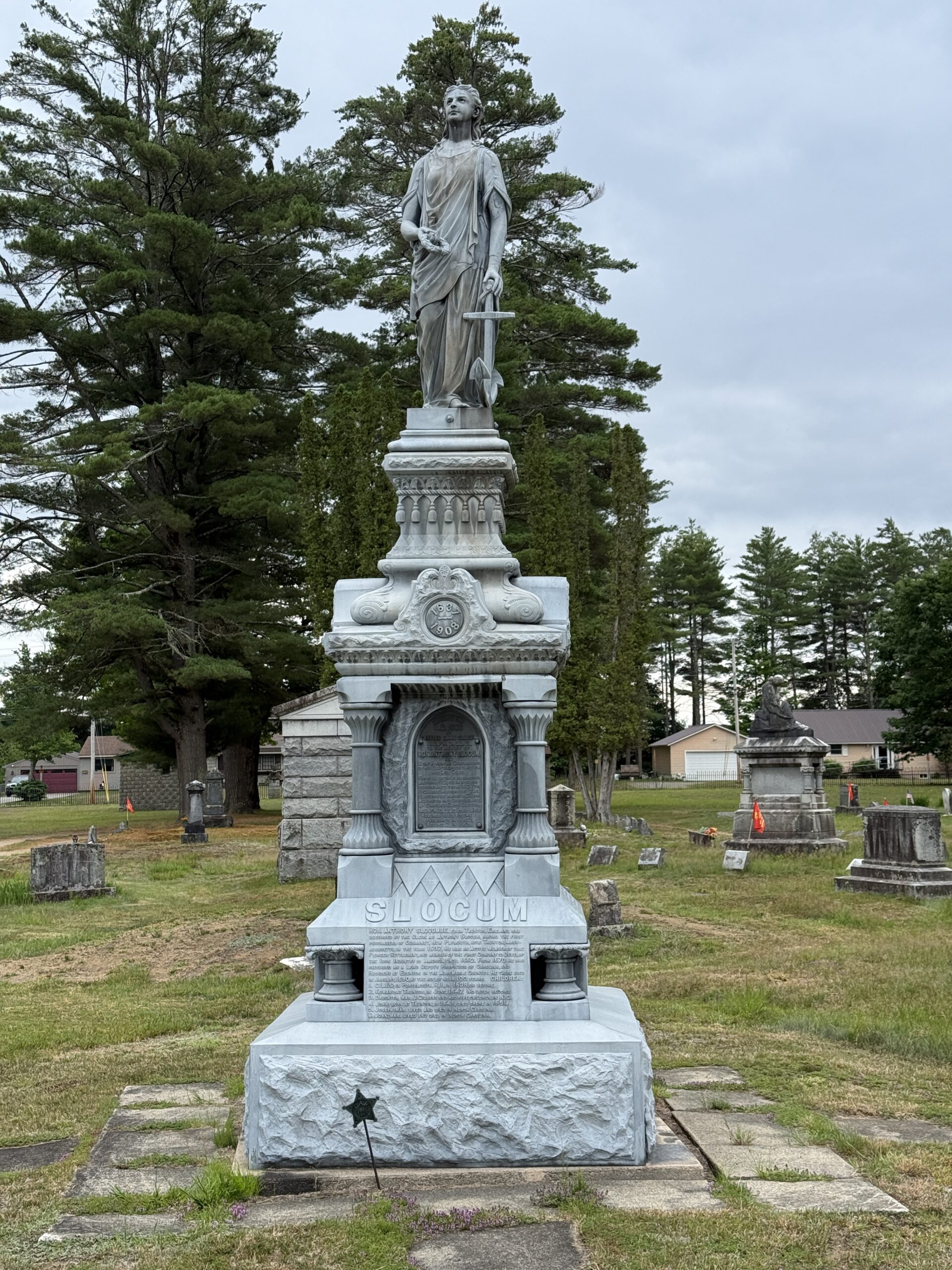 Slocum family White Bronze zinc monument at Prospect Hill Cemetery in Northville New York